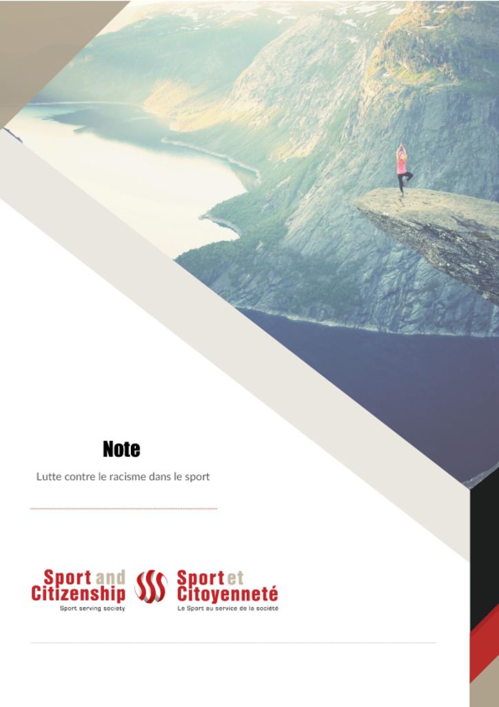 thumbnail of Note de synthèse – Lutte contre le racisme – Think tank Sport et Citoyenneté