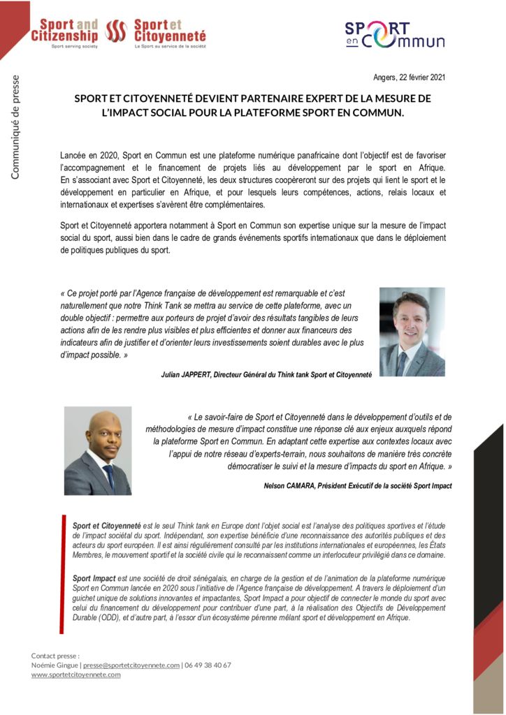 Sport et Citoyenneté devient partenaire expert de la mesure de l’impact social pour la plateforme Sport en Commun
